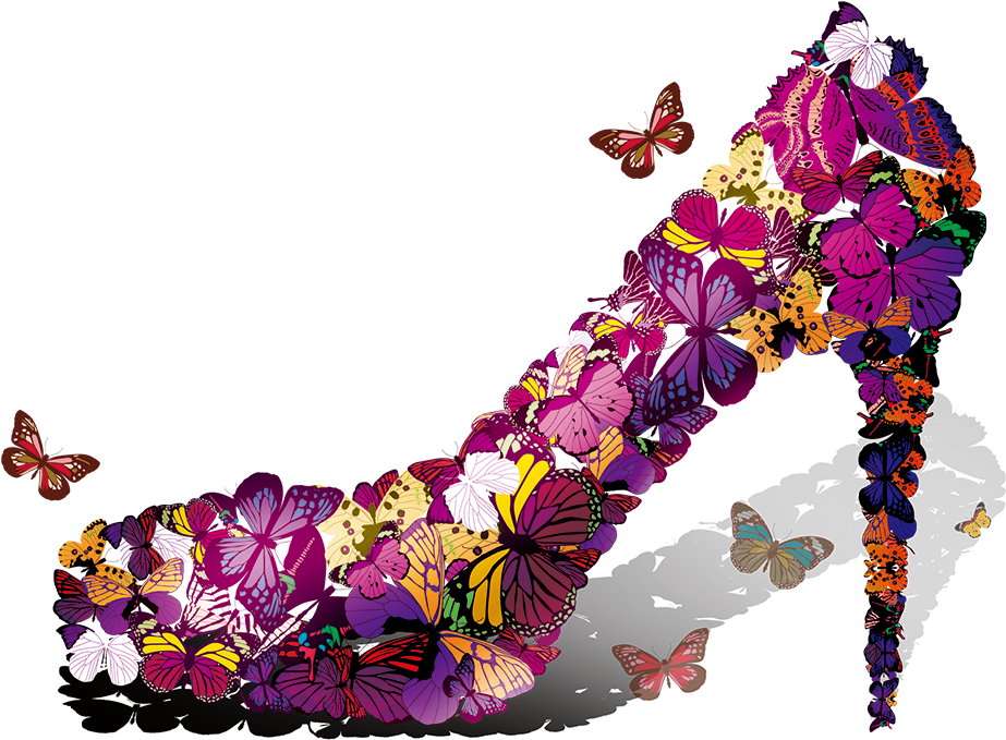 Clip Shoes Butterfly - Shoe Design Clipart (1000x800), Png Download