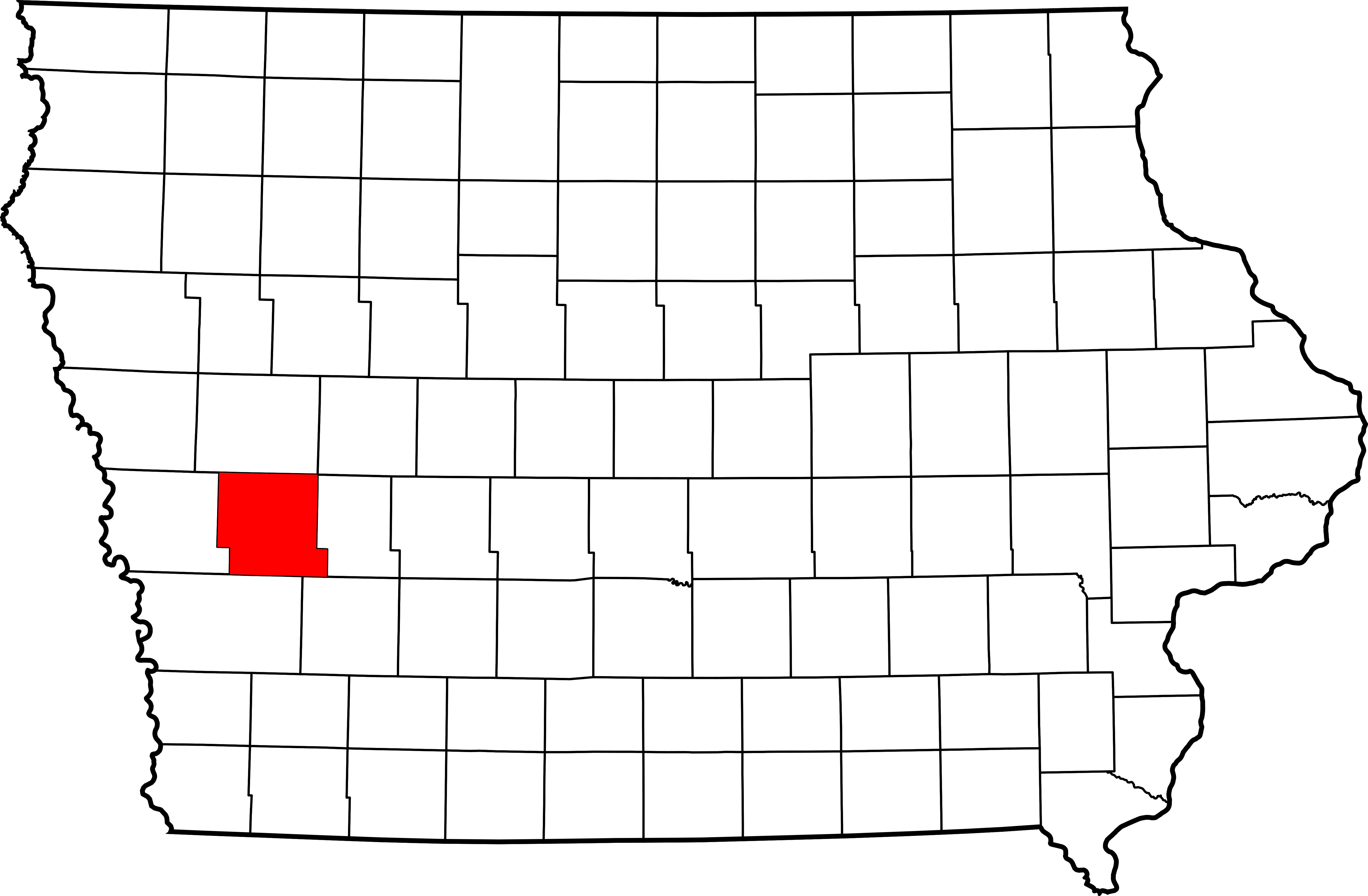 Map Of Iowa Highlighting Shelby County - Okoboji Iowa On Map (5350x3504), Png Download