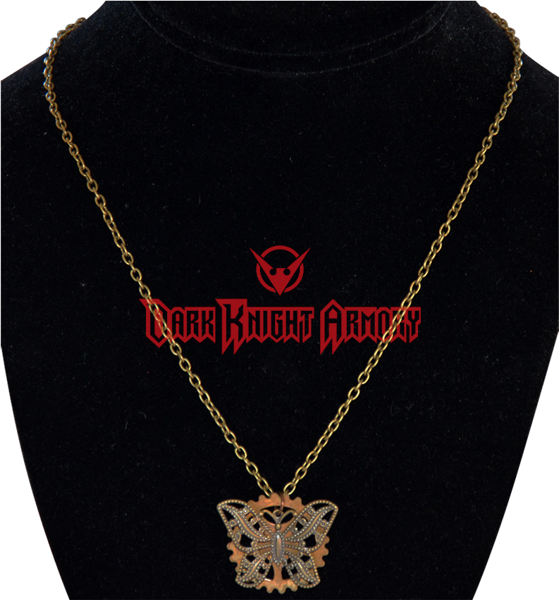 Steampunk Butterfly And Gear Necklace - Necklace (850x850), Png Download