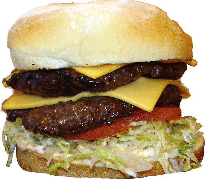 Burgers, Fries, Shakes, And Plates - Cheeseburger (700x612), Png Download