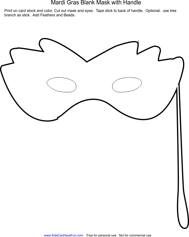 Mardi Gras Blank Mask To Color - Mask (601x755), Png Download