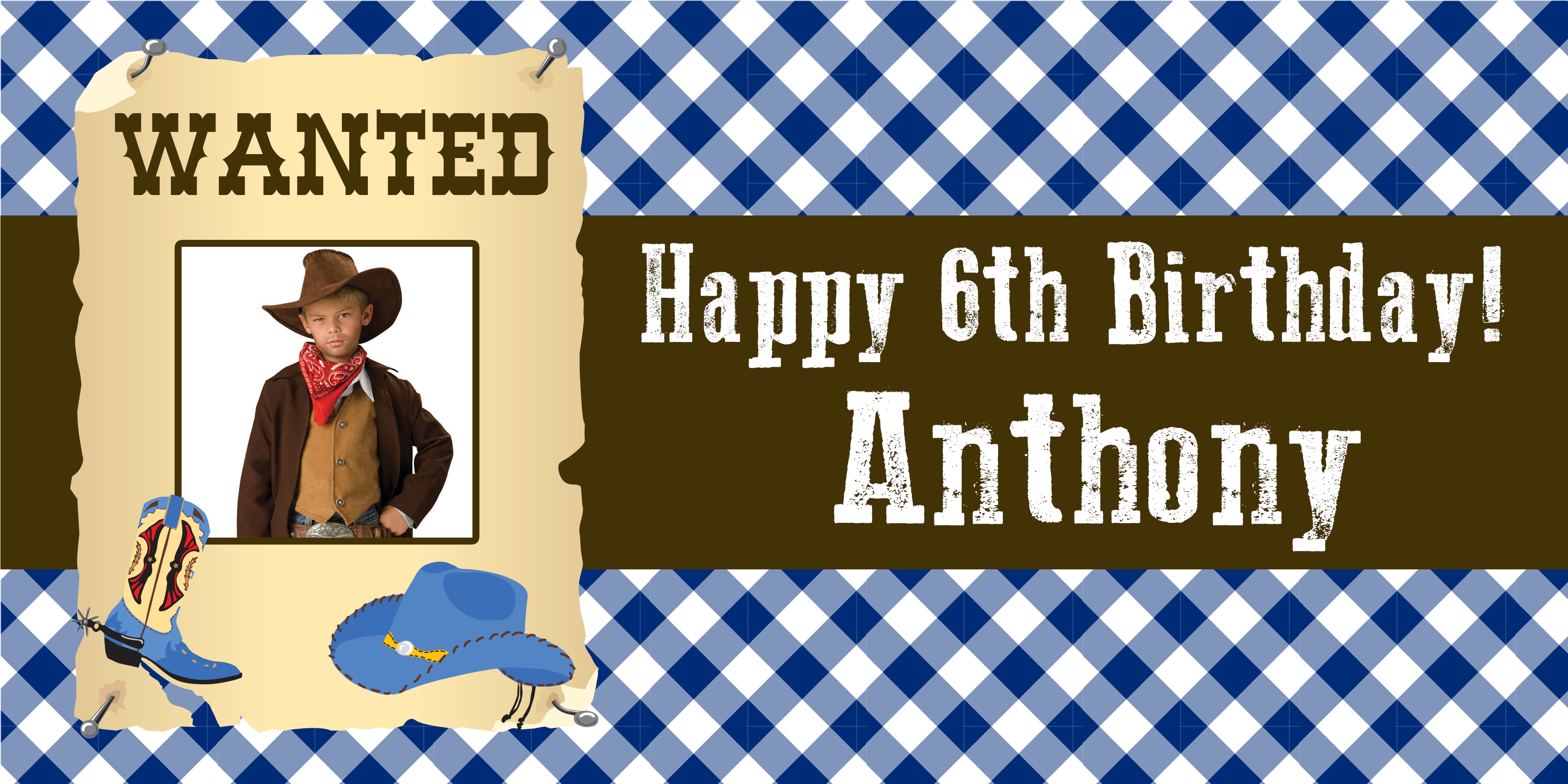Country Cowboy Birthday Banner Png Cowboy Birthday - Wanted Poster (3600x3600), Png Download