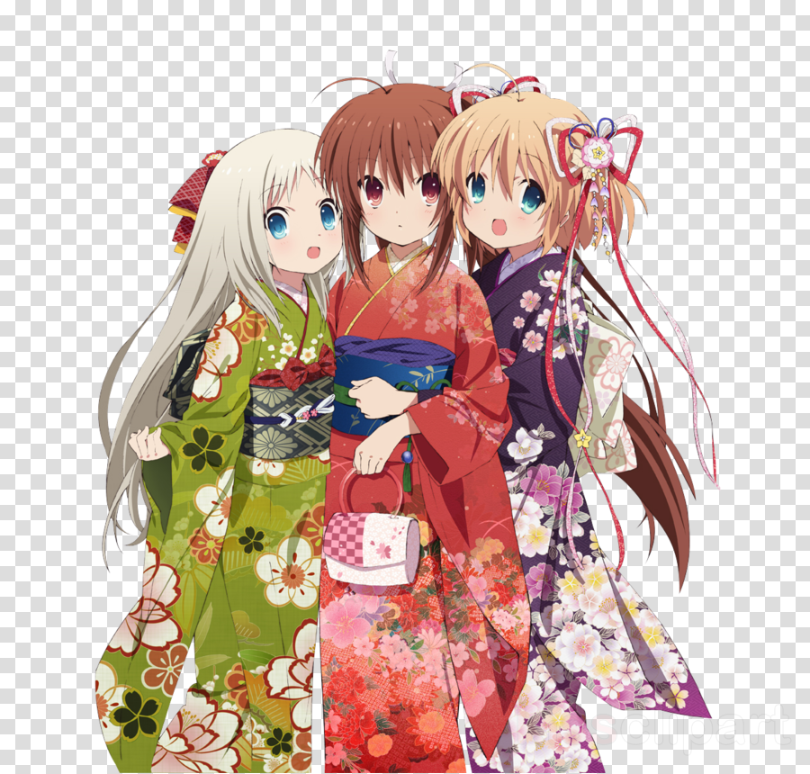 Anime Girl Kimono Little Clipart Little Busters Kimono - Little Busters Rin And Kud (900x860), Png Download