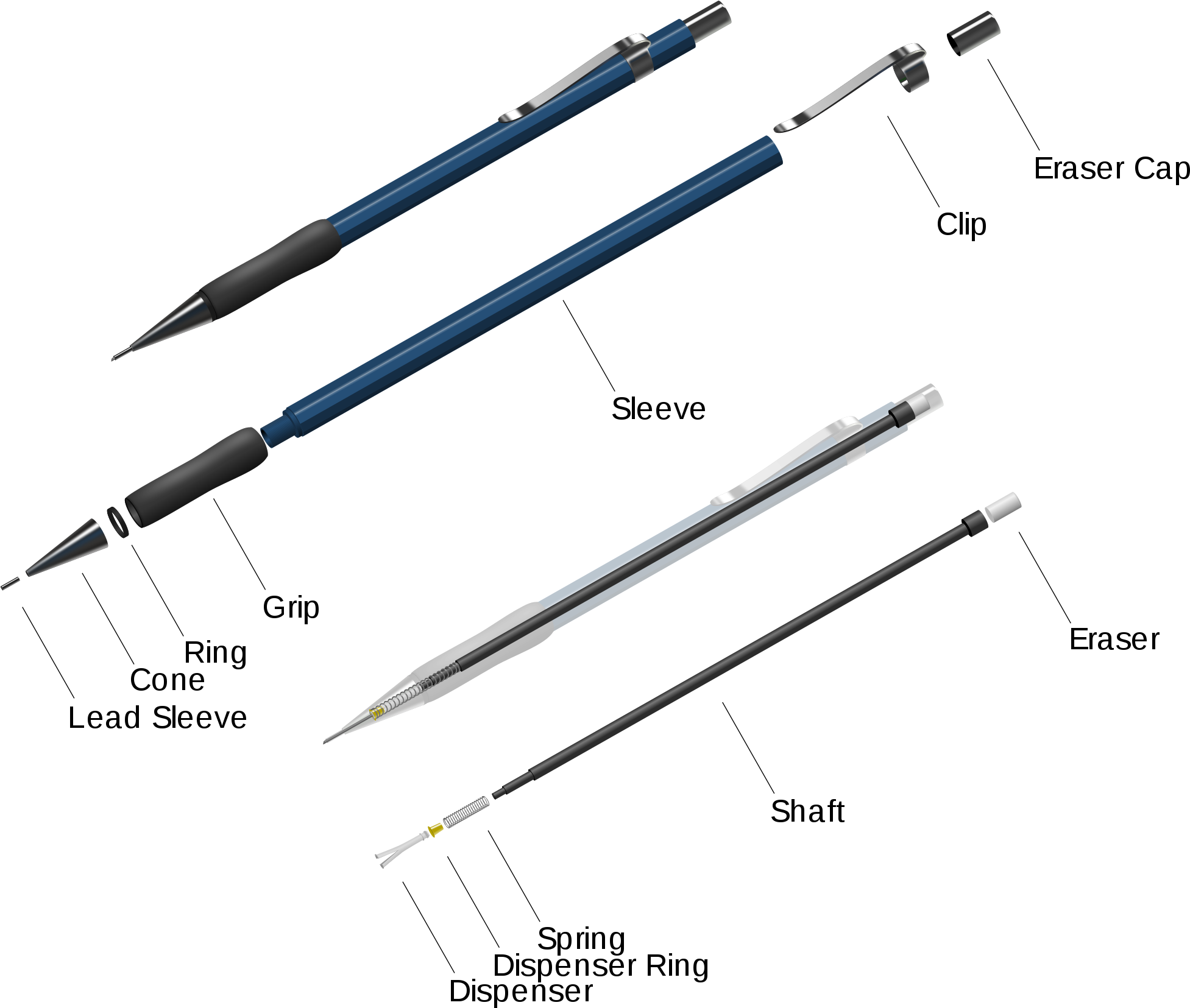 Open - Mechanical Pencil (2000x1693), Png Download