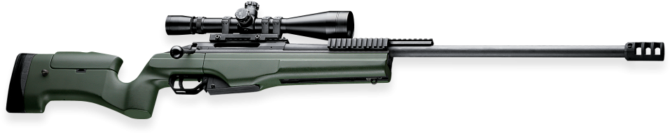 Shown With Rifle Scope, Muzzle Brake, In Green - Trg 22 Sniper Rifle (1005x482), Png Download