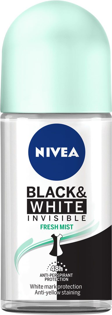 Invisible For Black & White Fresh Mist 50 Ml - Nivea - Happy Time - Roll On - 1.69 Fl Oz / 50 Ml (1010x1180), Png Download
