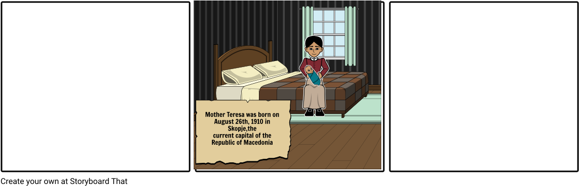 First Story Mother Teresa - Cartoon (1164x385), Png Download