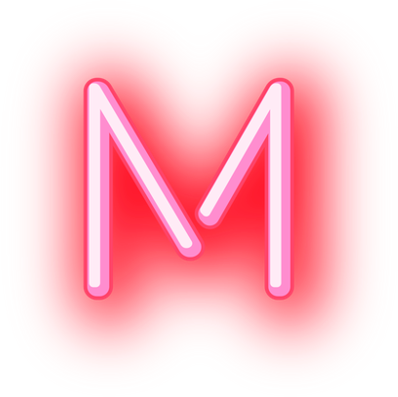 M Letters Neon Glowing Words Ela Grammer Cool Grammer - Letras Neon Em Png (1024x1024), Png Download