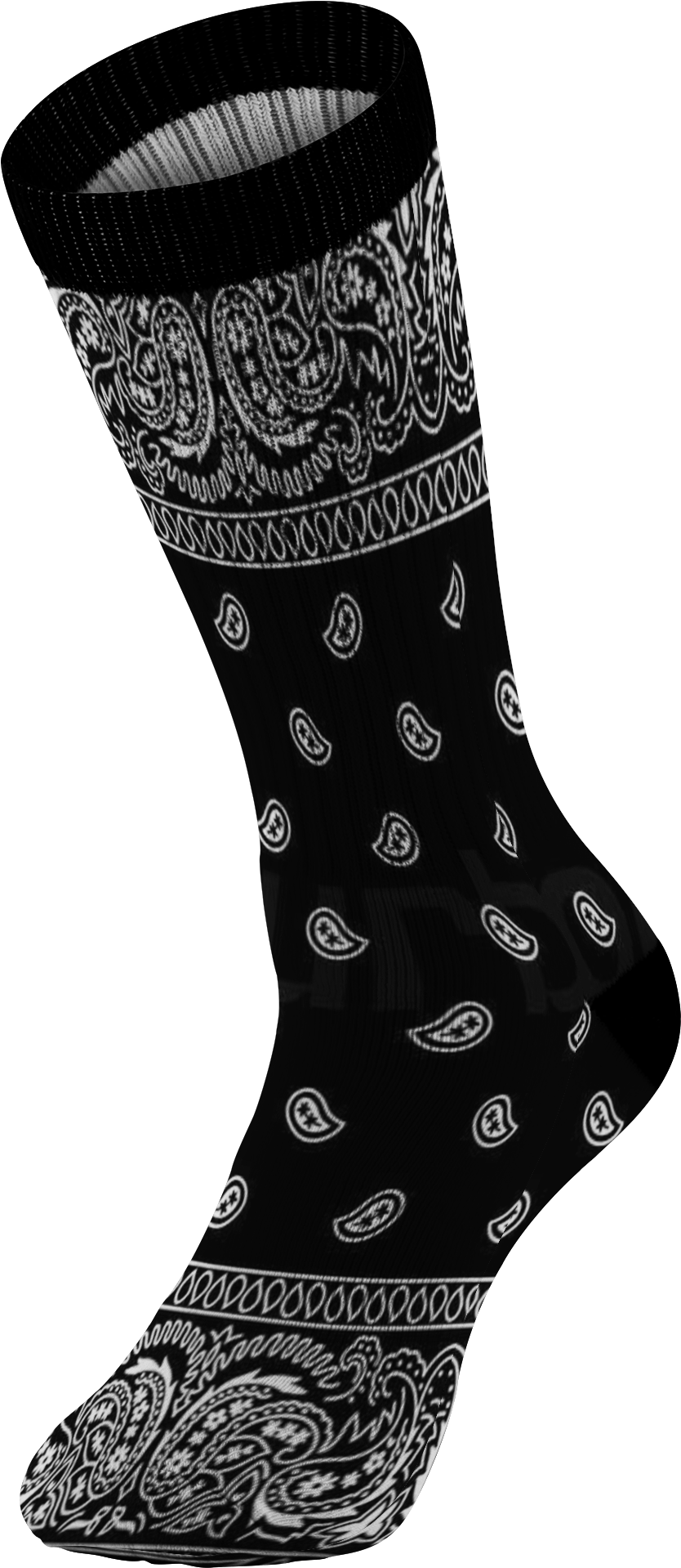 Customized Bandana Design Print Socks, Unisex, Black - Sock (2000x2000), Png Download