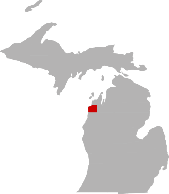 Stevens Lake Is Located In Benzie County, Michigan - Michigan Voting Districts 2016 (566x649), Png Download
