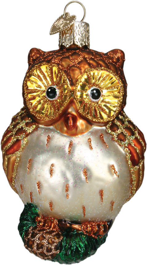 Old Word Christmas Wide Eyed Owl Ornament - Christmas Day (1000x1000), Png Download