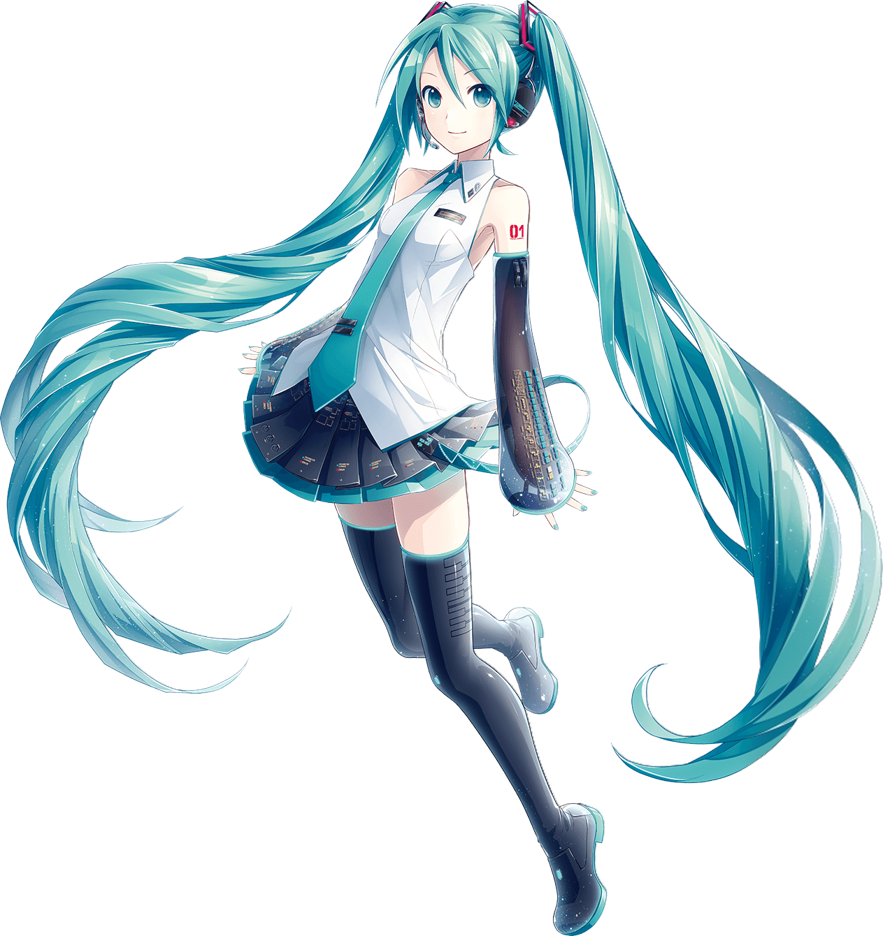 Ixima Vocaloid Hatsune Miku Duplicate Headphones Tattoo - Hatsune Miku V3 (1263x1340), Png Download