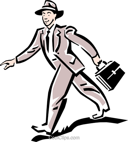 Man Walking To Work Royalty Free Vector Clip Art Illustration - Walking To Work Cartoon (431x480), Png Download