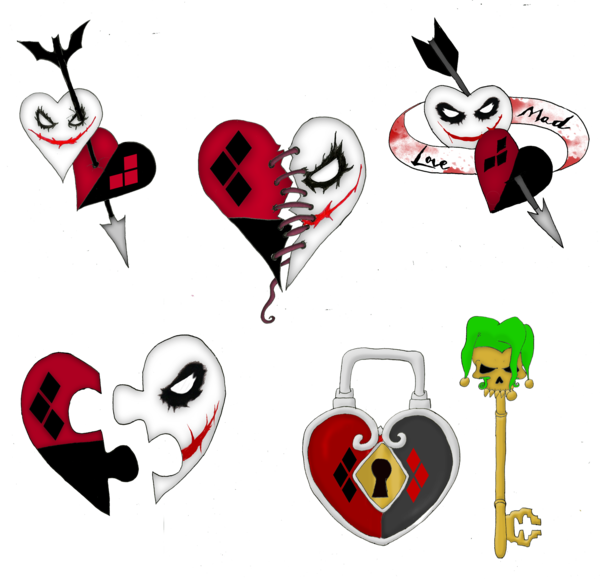 Mad Love Tattoo Design - Harley Quinn And Joker Symbol (600x579), Png Download
