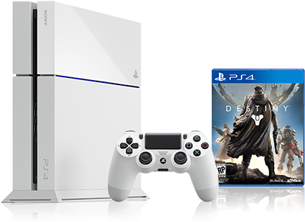 Ps4 And Matching Controller, And A Copy Of Destiny - Sony Ps4 500gb White C-chassis Konsole Cuh-1216 Ps4 (450x348), Png Download