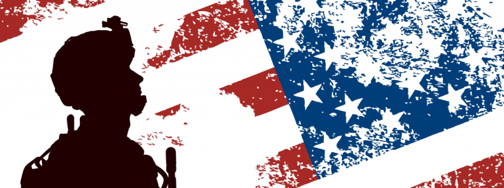 2016 Veterans Day 2016 Activities And Events Scottsdale - Us Soldier With The American Flag (1024x383), Png Download