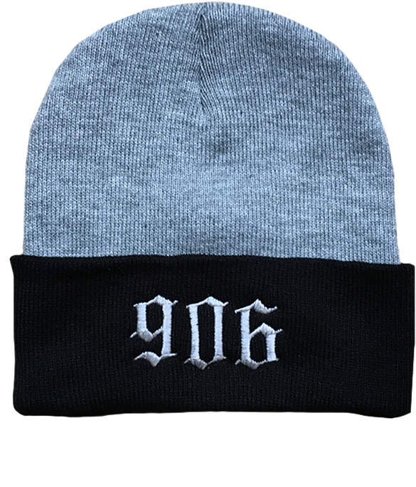 Download “906 " Grey/black Beanie - Black PNG Image with No Background