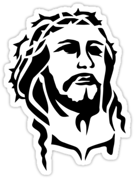 "jesus Face" Stickers By Designzz - Women's T-shirts Jesus Face (375x360), Png Download