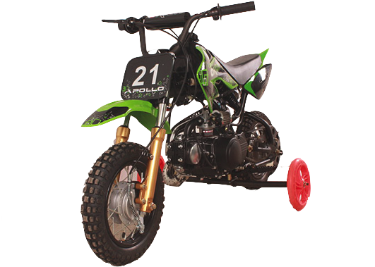 Apollo Db21 Dirt Bike W/training Wheels - Gas Dirt Bikes With Training Wheels (530x400), Png Download