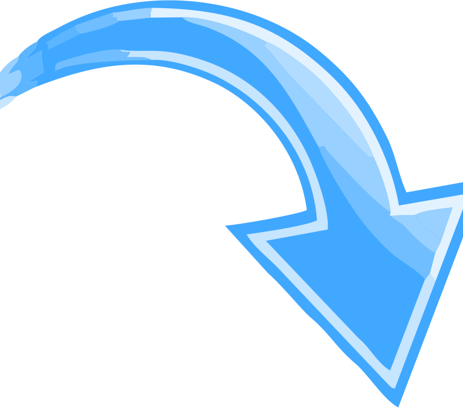 Blue Curved Arrow Transparent Pointing Down Right The - Arrow Pointing Down Right (900x793), Png Download