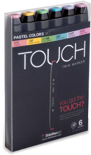 Shinhan Touch Twin Marker Set Of 6 Pastels - Shinhan Touch Markers Set Of 6 Grey Colors (440x607), Png Download