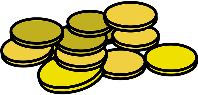 Cash, Coins, Money, Stack, Credit - Coins Silhouette Png (680x340), Png Download