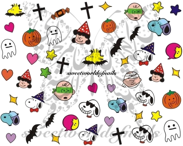 Snoopy Halloween Nail Art Nail Water Decals - Snoopy Halloween (647x542), Png Download