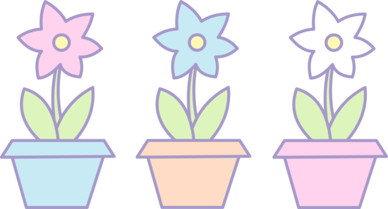 Png Transparent Library Three Cute Flowers In Free - Pastel Flower Clipart Png (550x297), Png Download