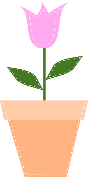 Vector Black And White Pink Tulip Clip Art At Clker - Pink Flower Pot Clipart (300x600), Png Download