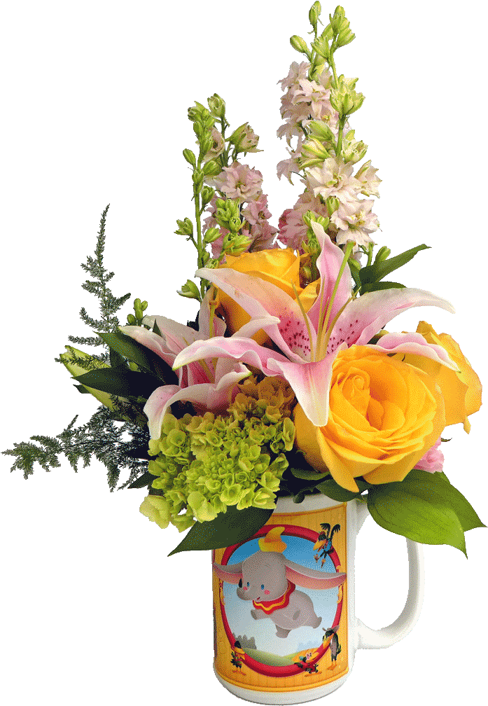 Dumbo Cuties Flower Mug - Floral Design (1024x1024), Png Download