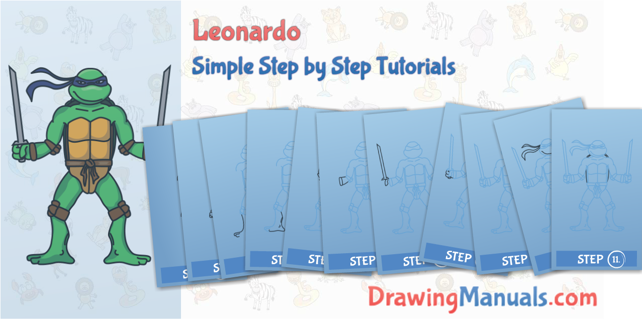 How To Draw Leonardo, Teenage Mutant Ninja Turtles, - Teenage Mutant Ninja Turtles (1276x642), Png Download
