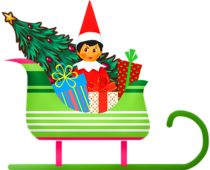 Elf On A Shelf, Christmas Elf, Sleigh - Elf (442x340), Png Download