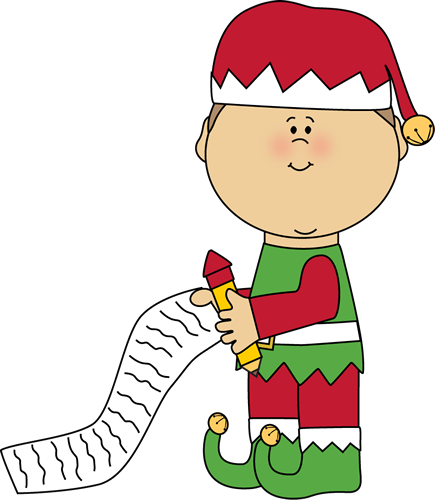 Clip Art Transparent Library Christmas Elf Clipart - Elf Making A List (435x500), Png Download
