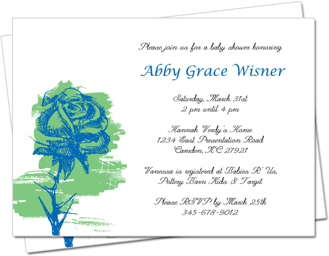 Watercolor Rose Baby Shower Invitationshoip - Greeting Card (660x660), Png Download