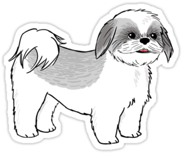 Shih Tzu Cartoon Dog Waterproof Die-cut Sticker - Shih Tzu Pillow Case (375x360), Png Download