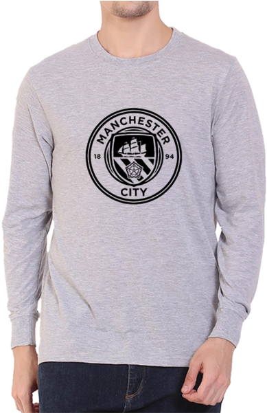 Manchester City Logo -full Sleeve Grey - Official Manchester City Man City Fc Badge Pixels Hard (600x600), Png Download