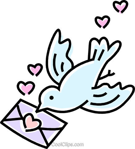 Bird With A Love Letter Royalty Free Vector Clip Art - Carta De Amor Png (437x480), Png Download