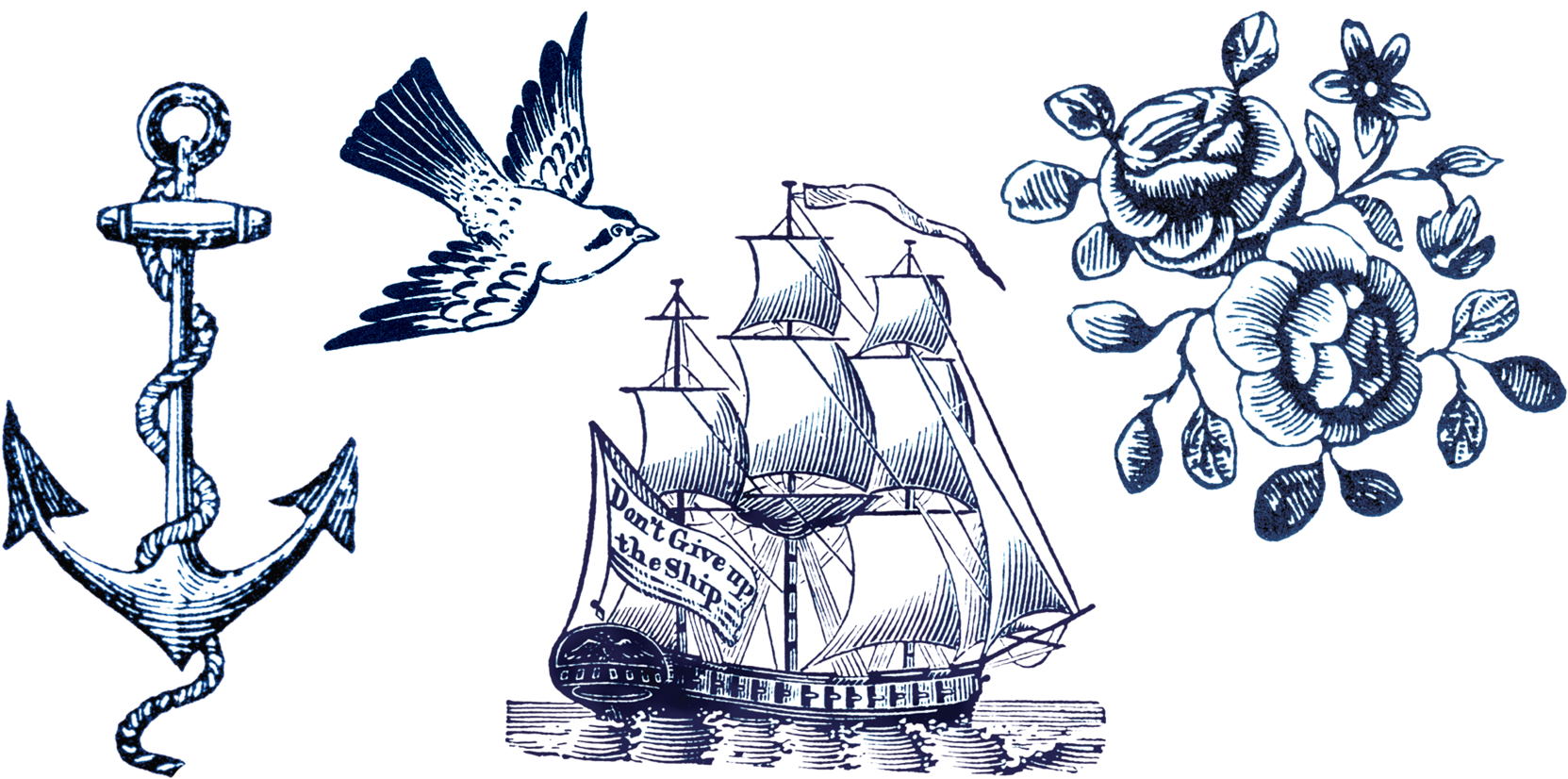 Nautical Set - Tattly Temporary Tattoos Nautical Set (2048x2048), Png Download