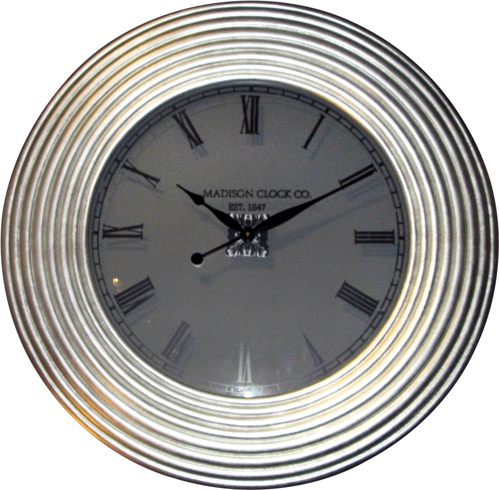 Kairos Pu Transparent Glass Face Spiral Silver Rim - Wall Clock Glass (1000x1000), Png Download
