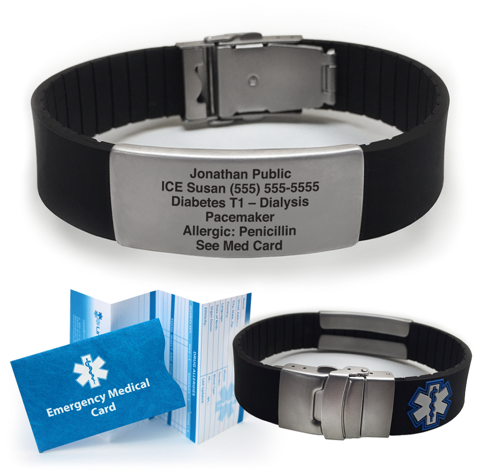 Silicone Sport Medical Alert Id Bracelet (1000x1000), Png Download