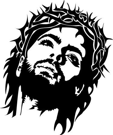 Jesus Crown Of Thorns Wall Sticker - Face Of Jesus Black And White (374x447), Png Download