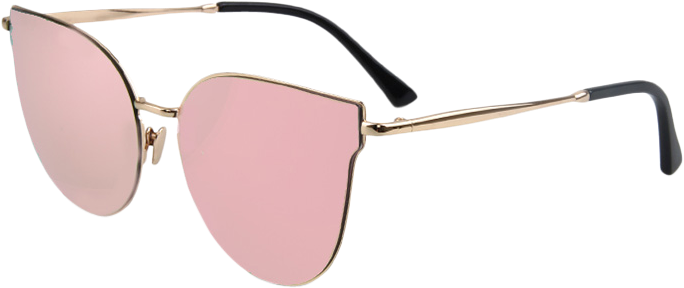 Pink Street Fashion Golden-rim Cat Eye Sunglasses - Woman Alloy Cat Eye Frame Sun Glasses Men Flat Top (700x931), Png Download