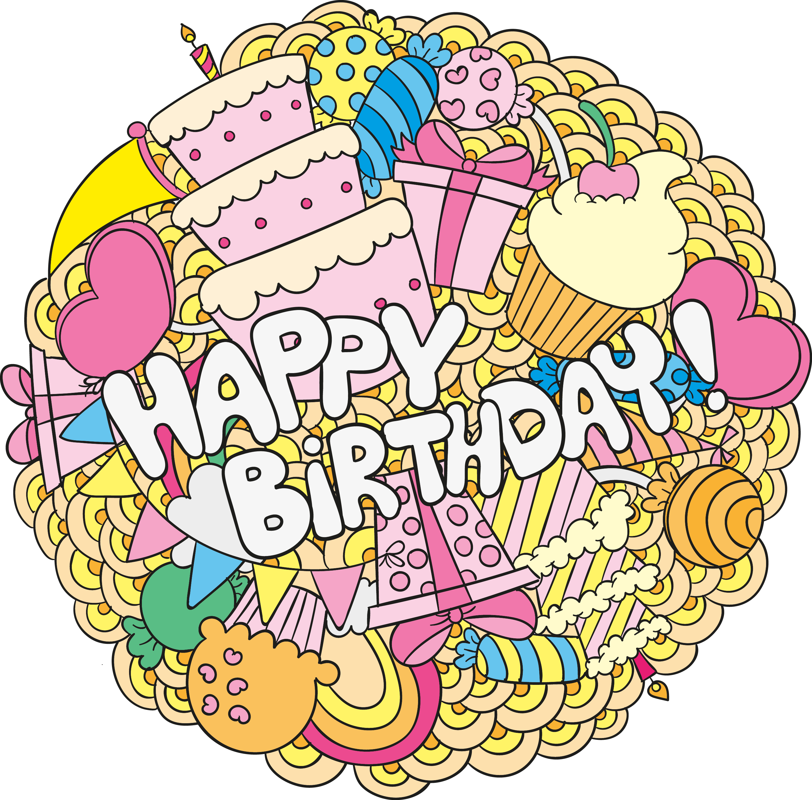 Birthday Cake Greeting Card Happy Birthday To You - Png Birthday Cartoon Cards (2793x2751), Png Download