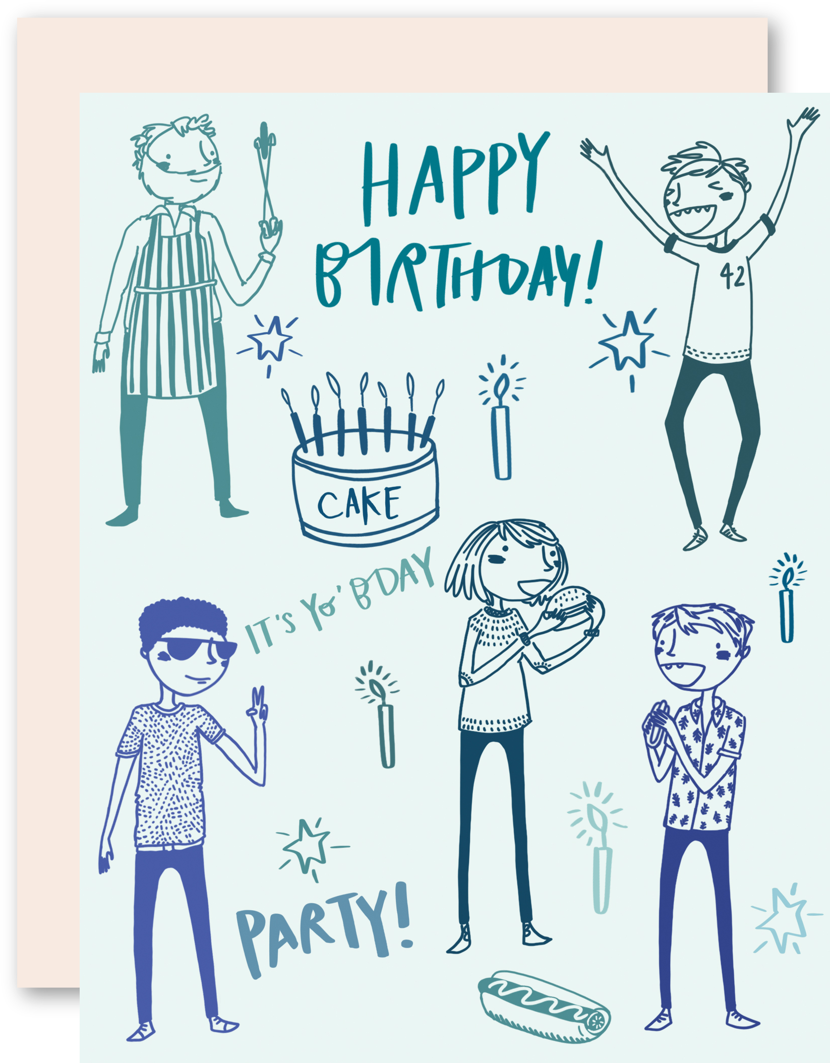 Guy Party Birthday Greeting Card - Birthday (1750x2450), Png Download