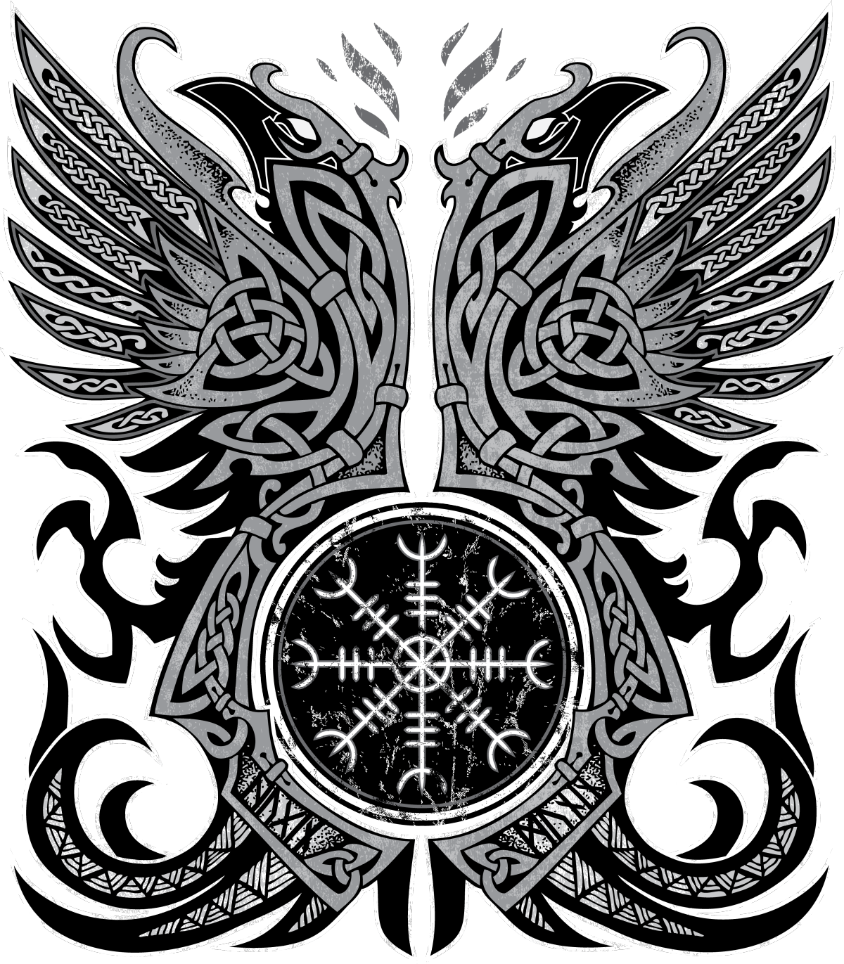 Huginn Muninn Odin Ravens Accessories Beach Towel Celtic - Huginn And Muninn (1200x1371), Png Download