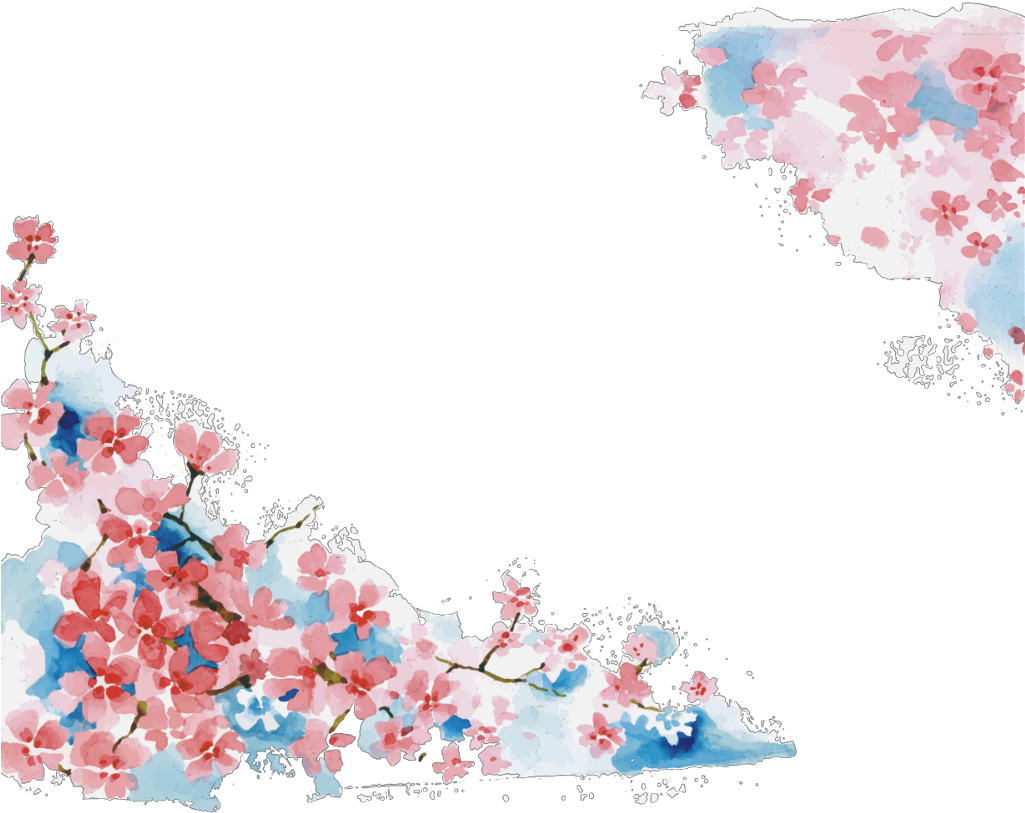 Ftestickers Watercolor Flowers Frame Borders Pink - Watercolor Cherry Blossom Shower Curtain (1024x1024), Png Download