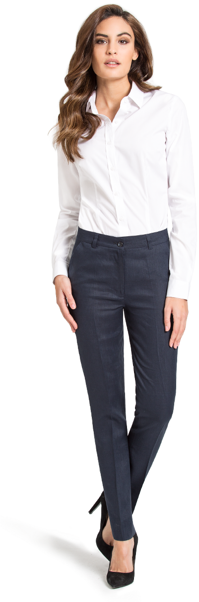 Women's Blue Business Pants - Formal Shirt And Trouser For Ladies (483x1233), Png Download