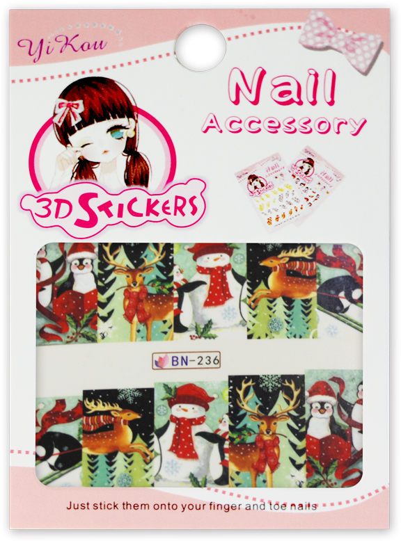 12 Designs Nail Art Stickers Beautiful Christmas 0001 (800x800), Png Download