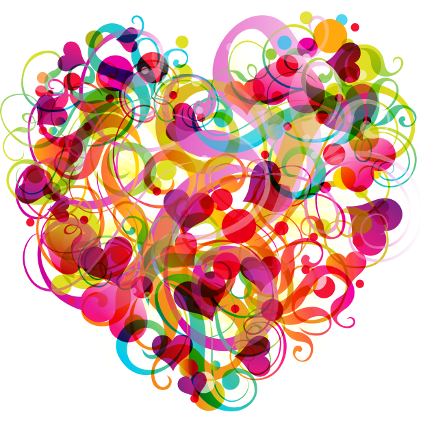 Heart Stickers For Valentine's Day Messages Sticker-3 - Colorful Heart Transparent Background (618x618), Png Download