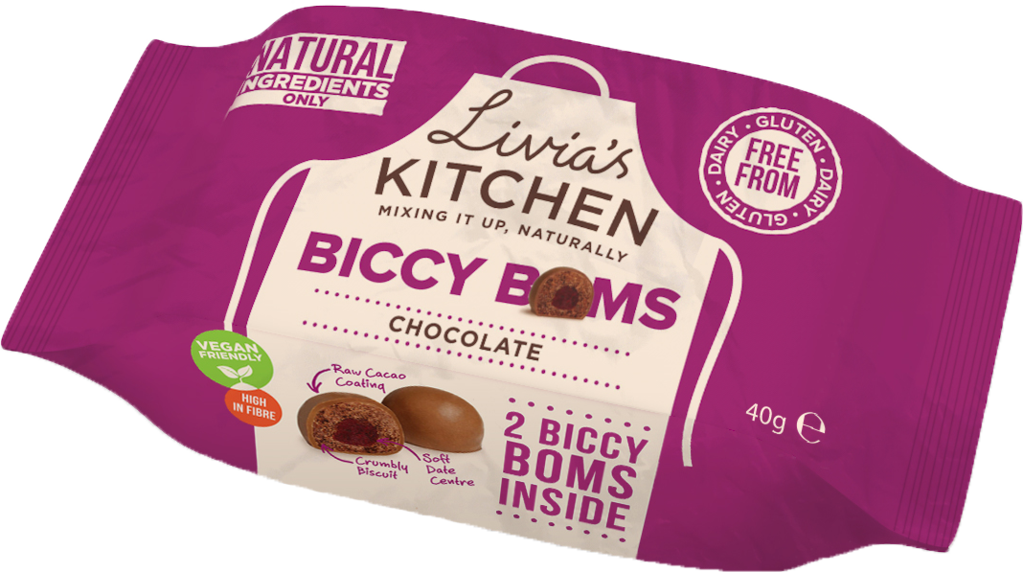 Biccy Boms Snack Packs - Livia's Kitchen Salted Maca Caramel Biccy Boms 40g (1023x572), Png Download